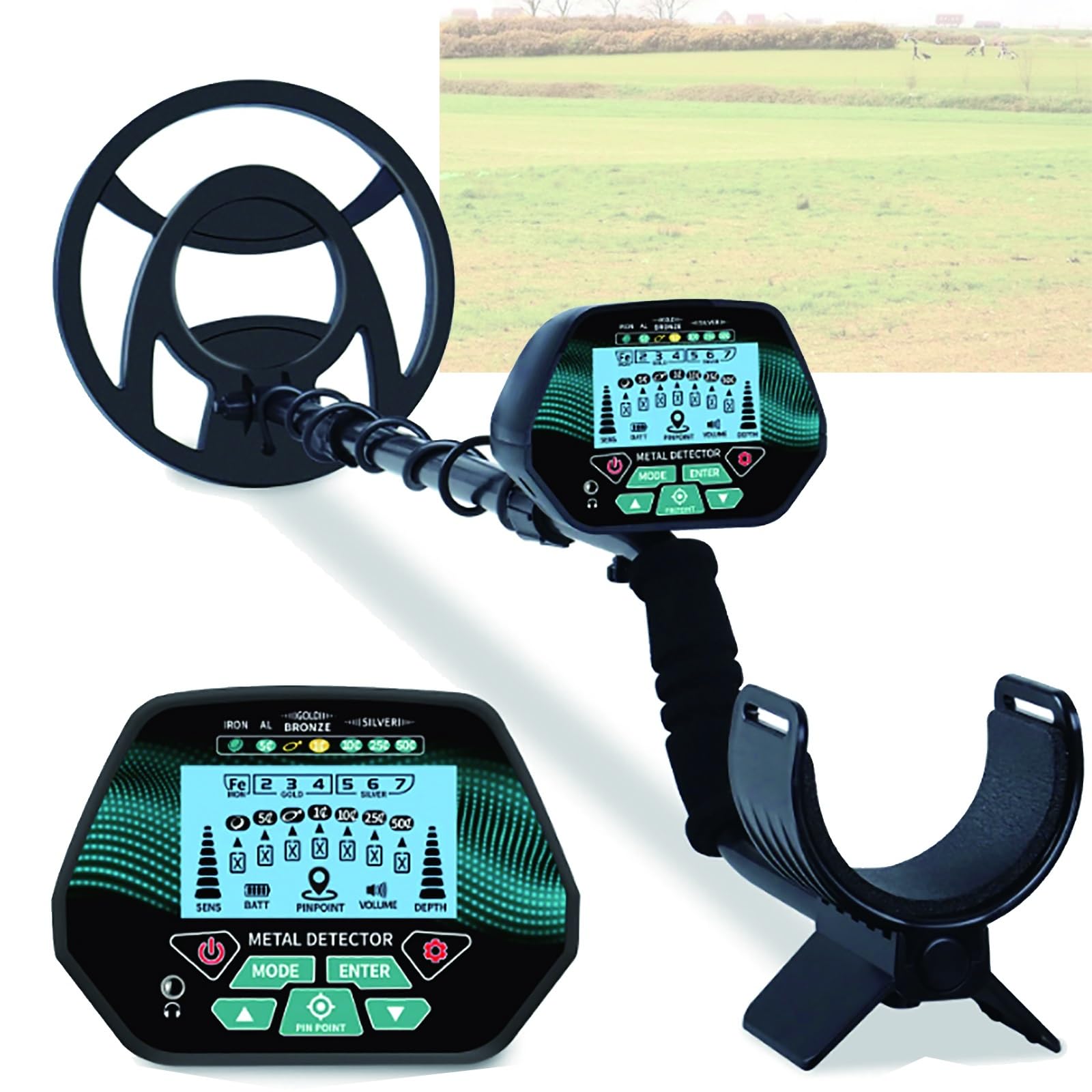 YXZQLOZ Portable Metal Detector with Adjustable Length, Upgraded LCD Display, Ultra-Long Range & High Accuracy for Gold & Silver Treasure Hunting
