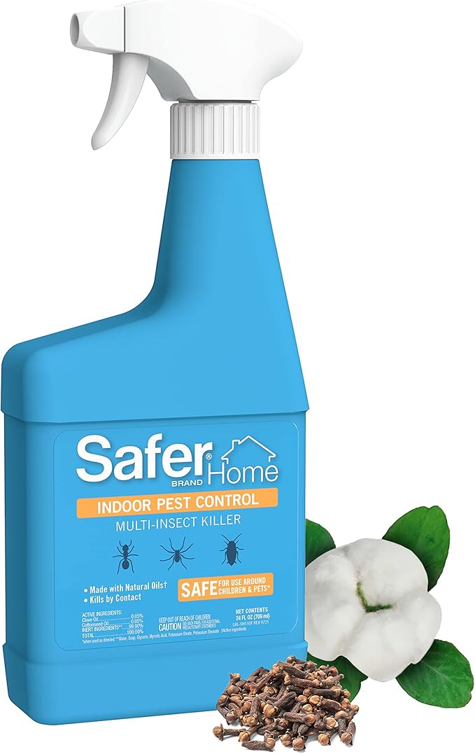 Safer Brand Safer Home SH110 Indoor Ant, Fly, Roach, Spider, Silverfish & Flea Killer Ready-to-Use Spray – Made with Natural Oils – 24 fl oz, Blue