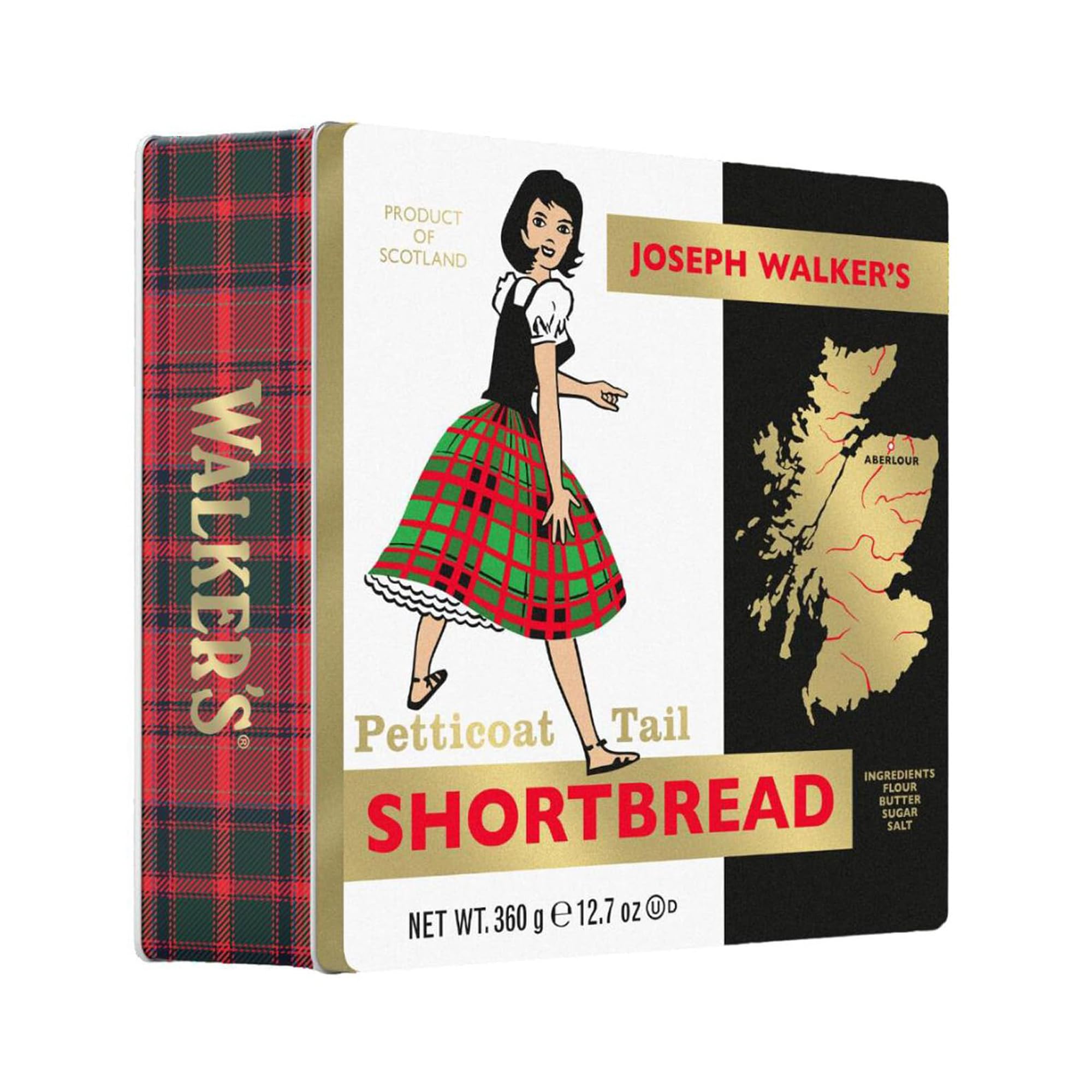 Walker’s Kilted Girl Shortbread Cookie Tin - Authentic Shortbread Cookies from Scotland, 4 Petticoat Tails, 12.7oz