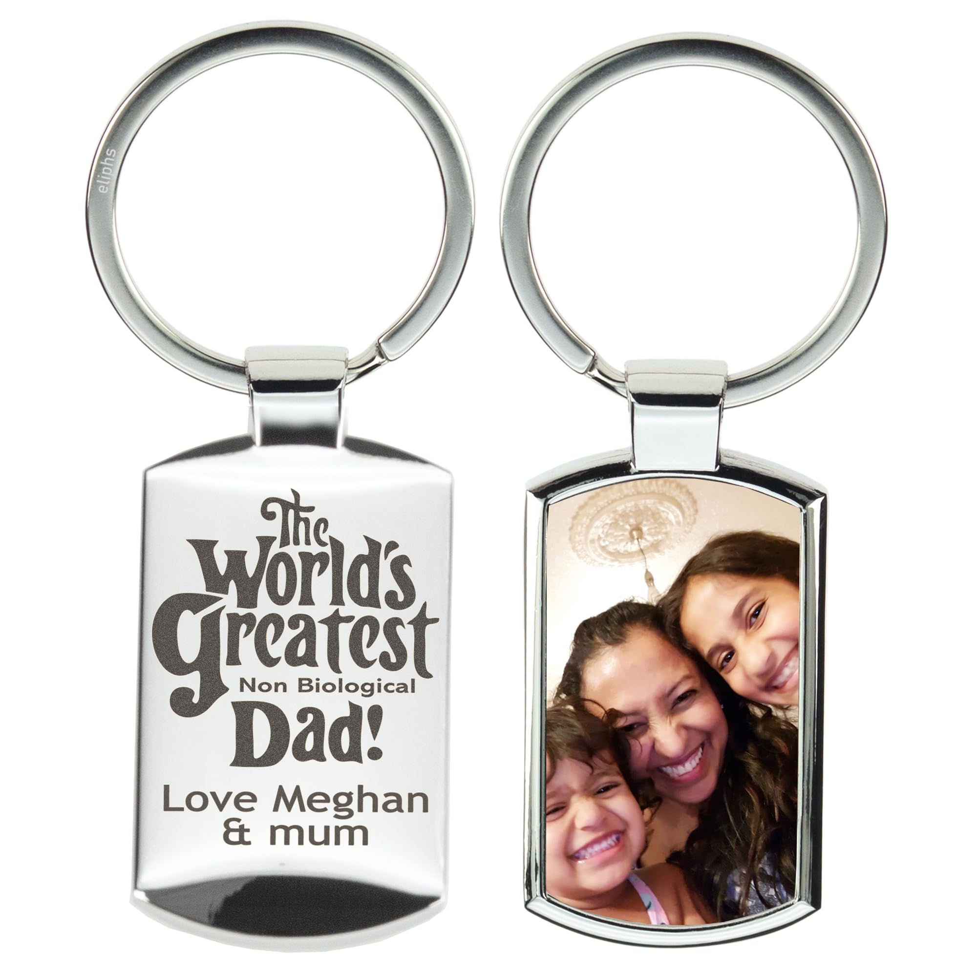 Eliphs Unisex Infant Non Biolocal Dad Personalised Dad Keyring Fathers Day Memory From Daughter Daddy First Key Chain From Baby Custom Photo Engraved Father's Day Daddy's Little Girls Dada Grandad Uncle Keychain Birthday Worlds Best Dad