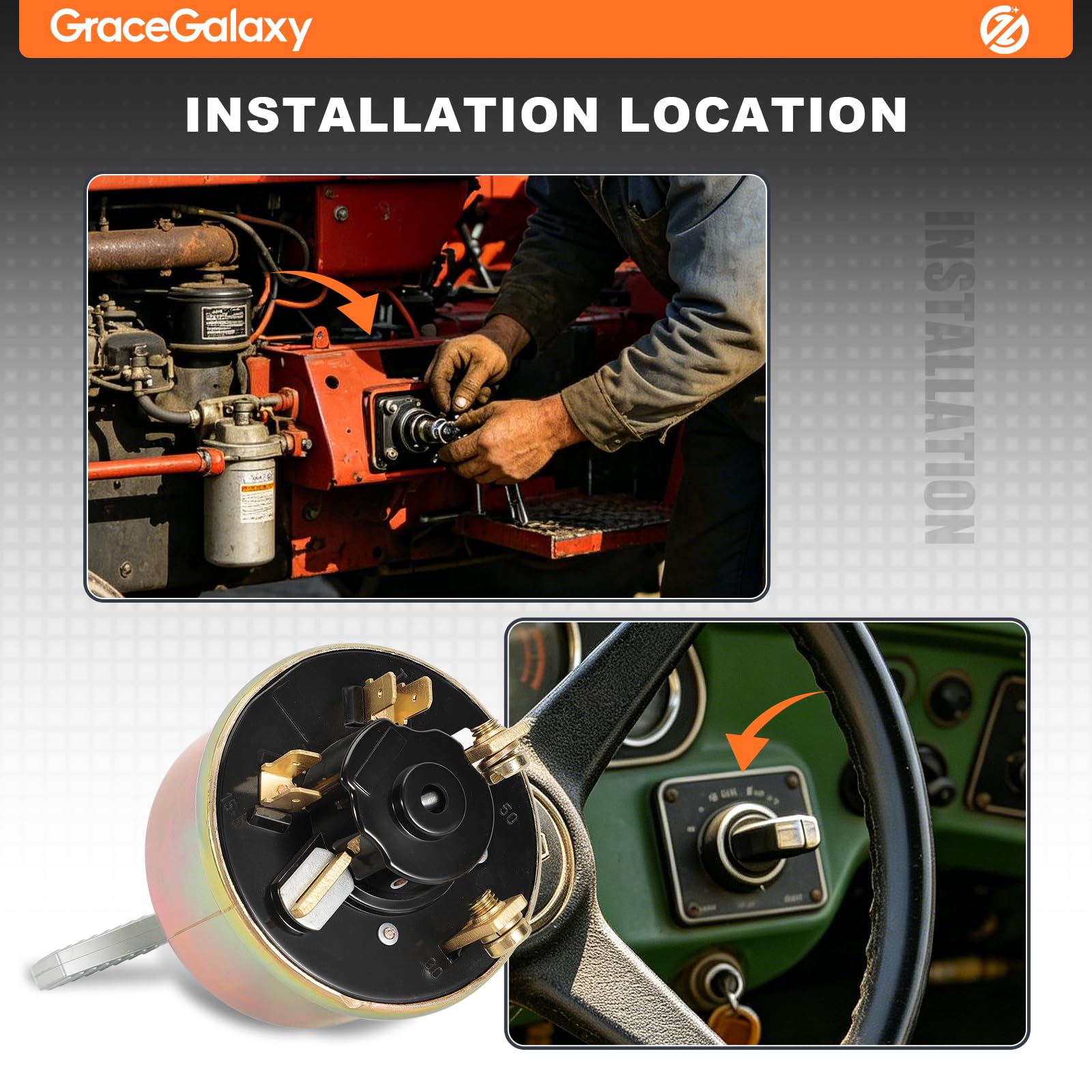 GraceGalaxy Interruttore di accensione per Fiat 1000DT 350DT 450DT interruttore a incandescenza, interruttore di accensione con chiave, per 5118444, 4180375, 6673000, 72089444