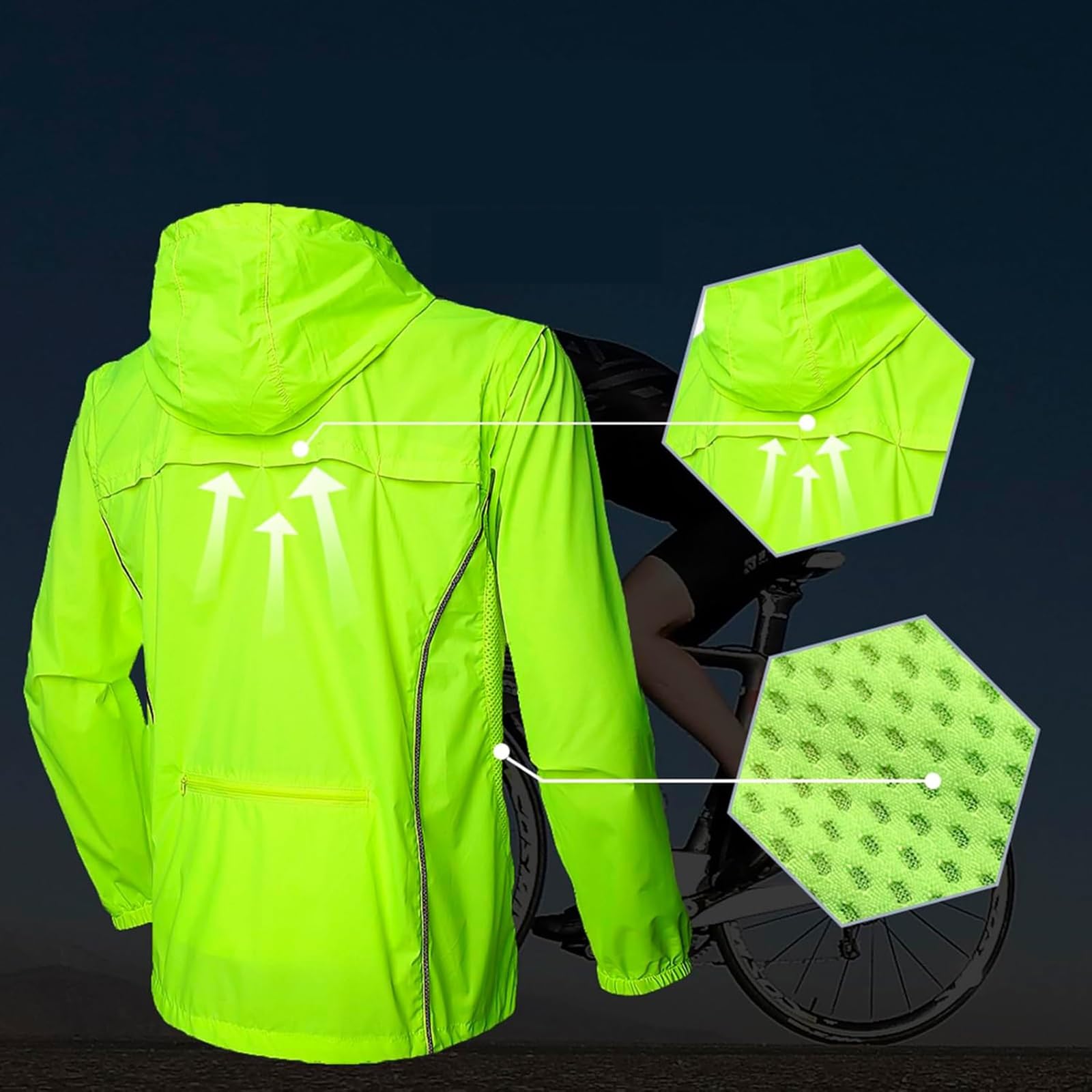 Chaqueta Ligera De Ciclismo Para Hombre,Empaquetable,Sin Mangas,Cortavientos Impermeable