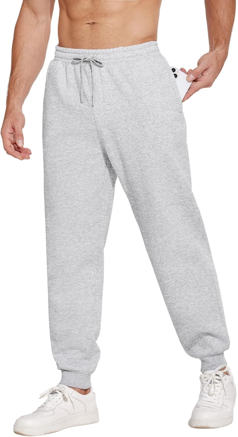 PINSPARK Men’s Fleece Joggers with Zipper Pockets Tapered Sweatpants Cotton Sweat Pants for Mens Heavyweight Lounge Pants PINSPARK Men’s Fleece Joggers with Zipper Pockets Tapered Sweatpants Cotton Sweat Pants for Mens Heavyweight Lounge Pants