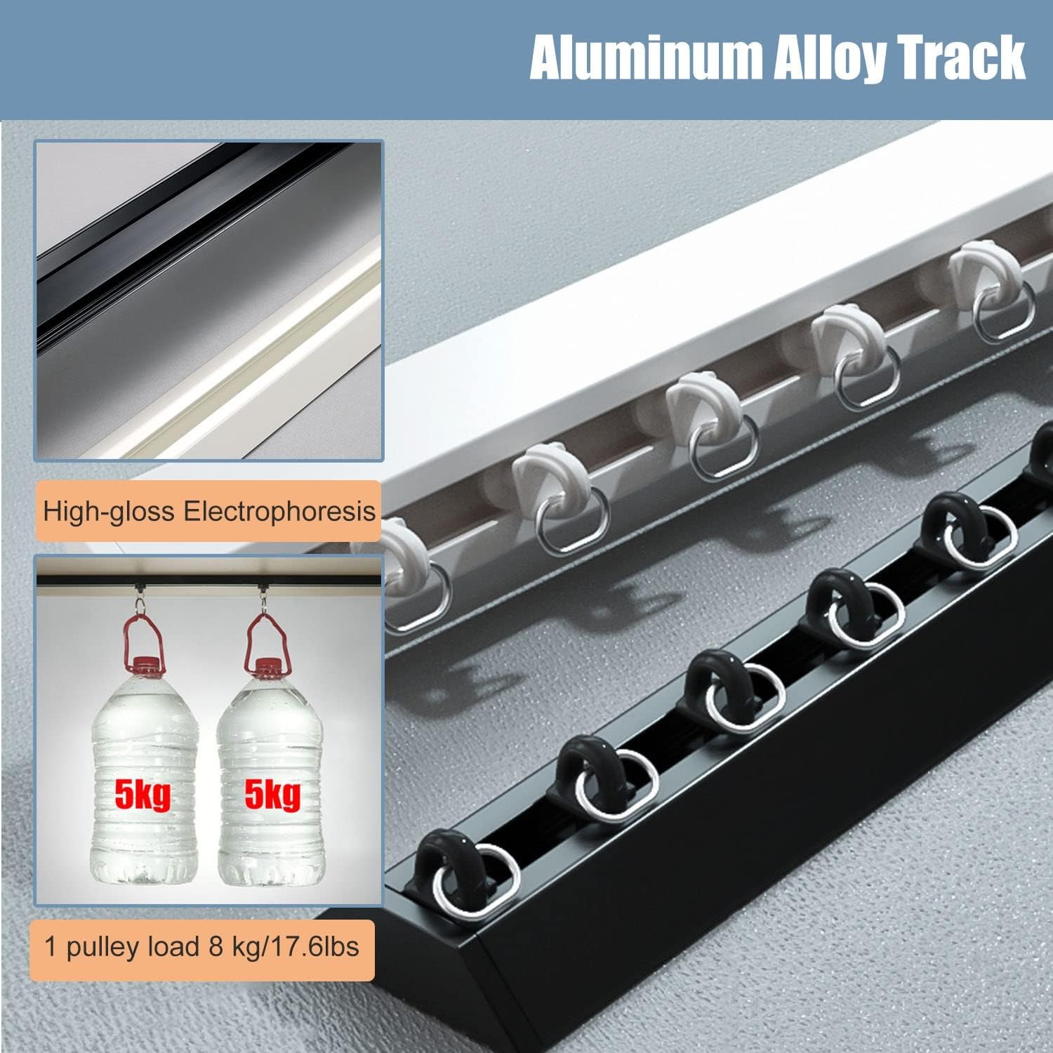 Ceiling Mount Curtain Track Set V-Shape,Extra Thin Silent Room Divider Curtain Rod for Windows Partition Balcony,Top Seamless Installation(Color :Black,Size :1m/3.3ft)