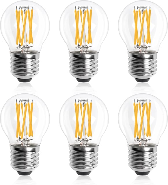 Luxvsita E27 LED Filament Bulb,6w ES led Golf Ball dimmable,Screw Golf Ball P45 Bulbs,600Lm,Replace 60Watt,2700K Warm White Bulbs,Dimmable (6 PCS)