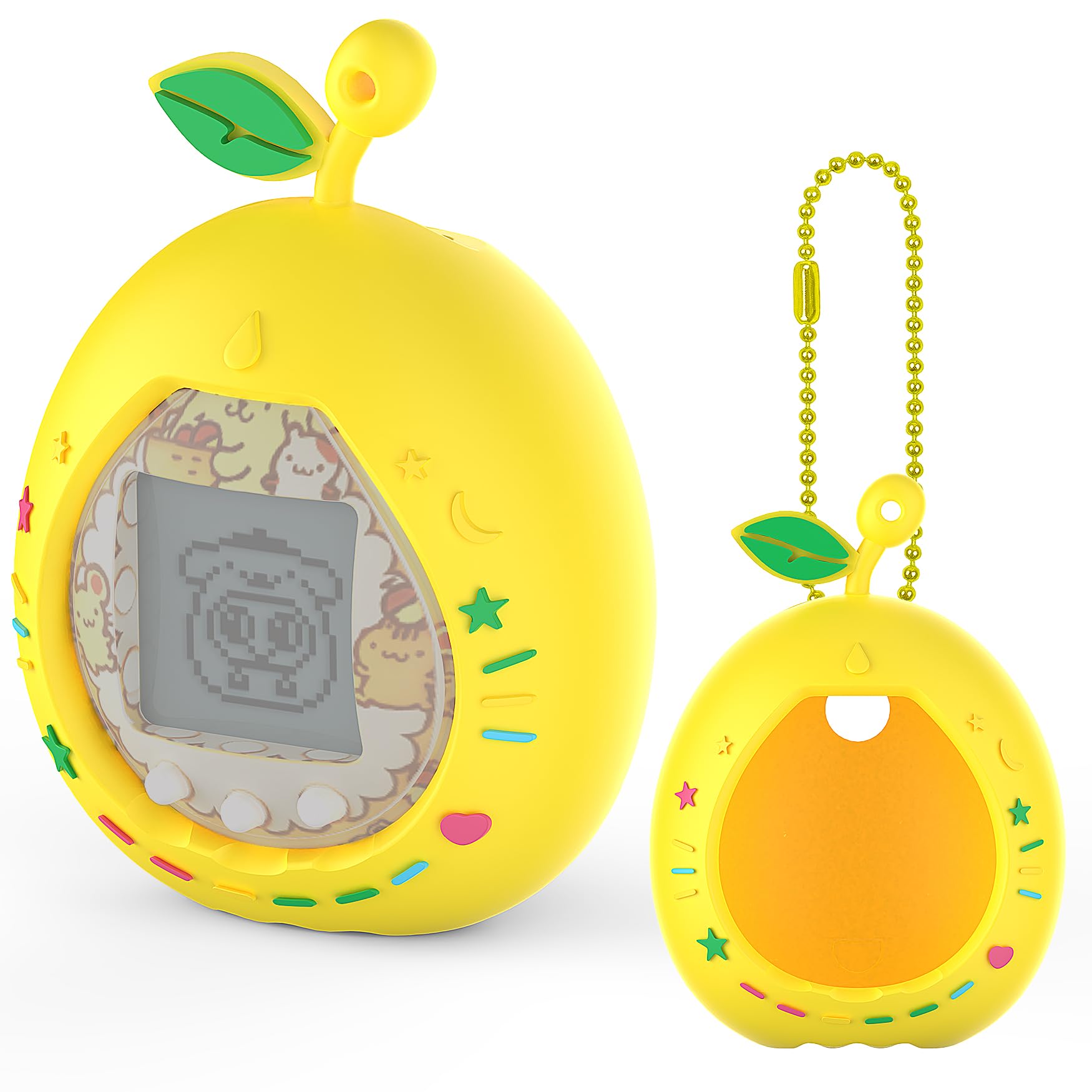 RAWECUD Silicone Cover Case for Tamagotchi Nano x Sanrio, Protective Skin Shell for Tamagotchi Nano x Electronic Pets Accessories, Silicone Case with Ball Chain (Yellow)