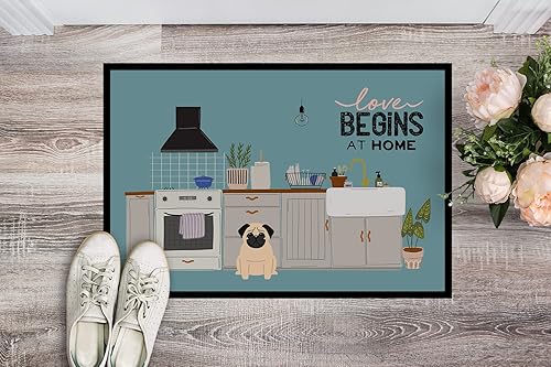 Miniatura 2 de Caroline's Treasures CK7712MAT Fawn Pug - Tapete de cocina de 18 x 27 pulgadas, tapete para puerta delantera, interior y exterior, para entrada,