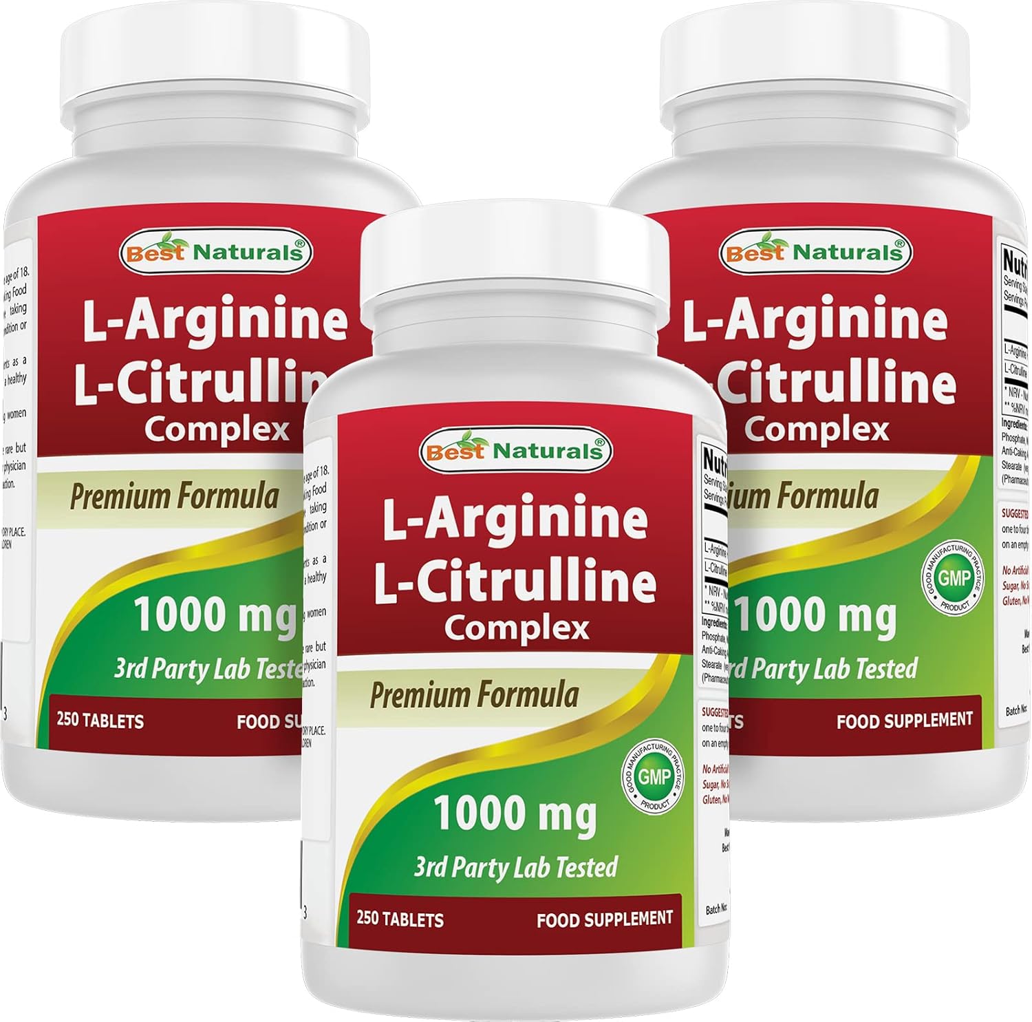 Best Naturals LArginine LCitrulline Complex 1000 mg 250 Tablets (250