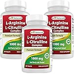 Best Naturals L-Arginine L-Citrulline Complex 1000 mg 250 Tablets (250 Count (Pack of 3))