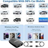 Dongle Carplay sans Fil et Android Auto supportant Netflix/Youtube/TF Card,Car Play AI Box avec câble USBA-C et USBC-C pour Phone Android (Black) - 5
