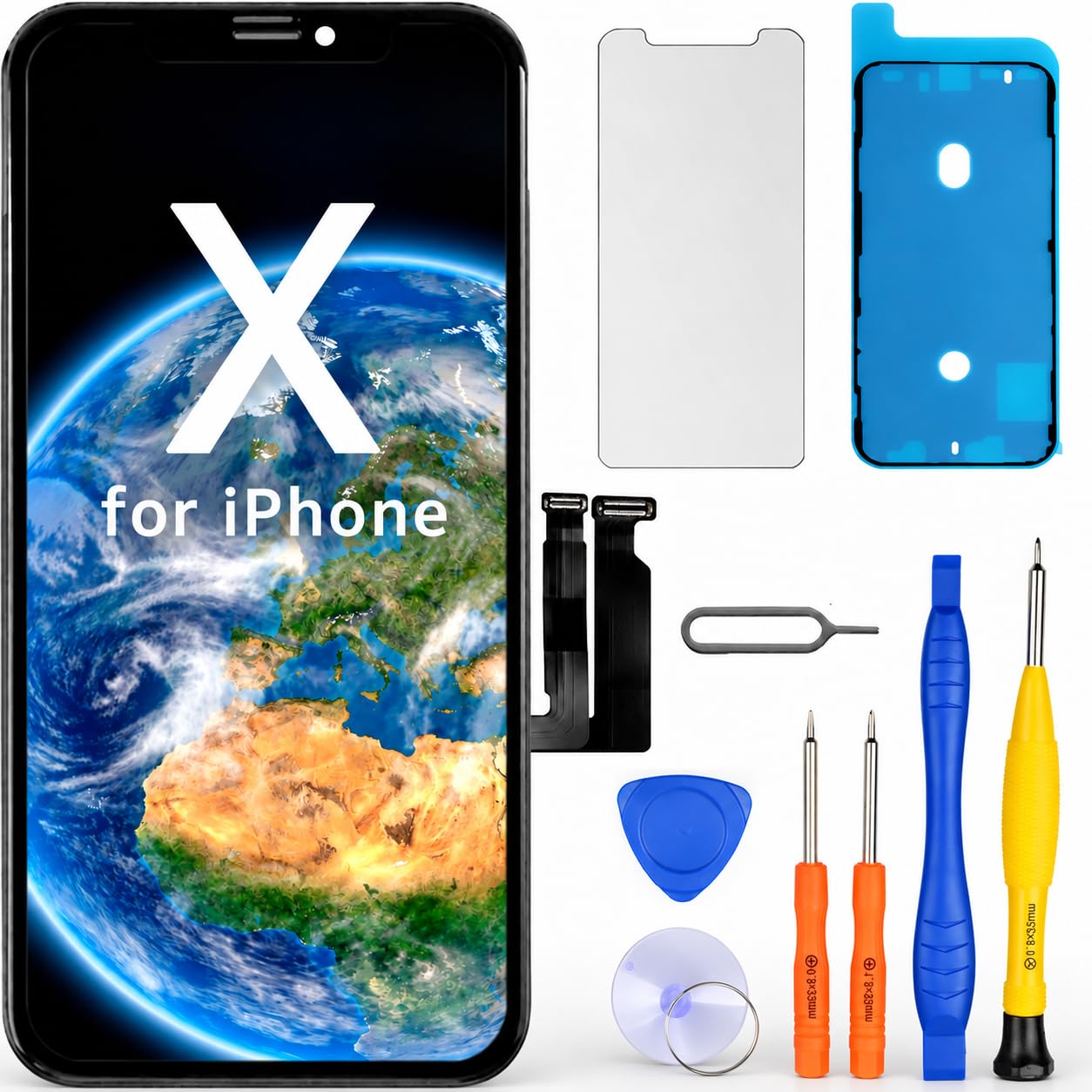 LL TRADER Schermo per iPhone X LCD 5,8'' e Kit di Riparazione | Display FHD con 3D Touch e Digitalizzatore, Dotato di Nastro Adesivo Impermeabile e Pellicola Protettiva