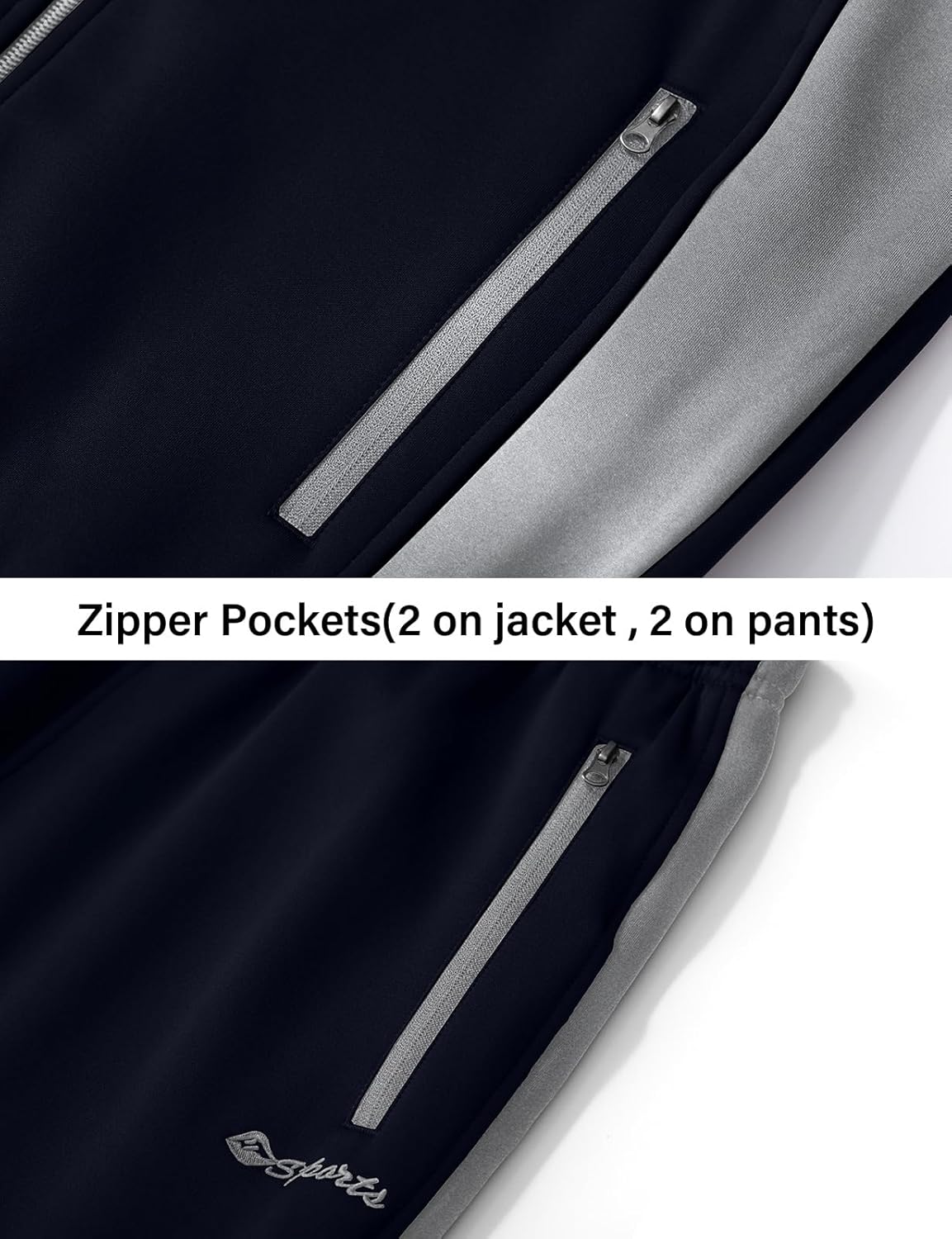 BGOWATU Men's Fleece Lined Tracksuits Set Running Jacket Sweatsuit Sport Pant Jogging Outfits with Zipper Pockets - Image 4