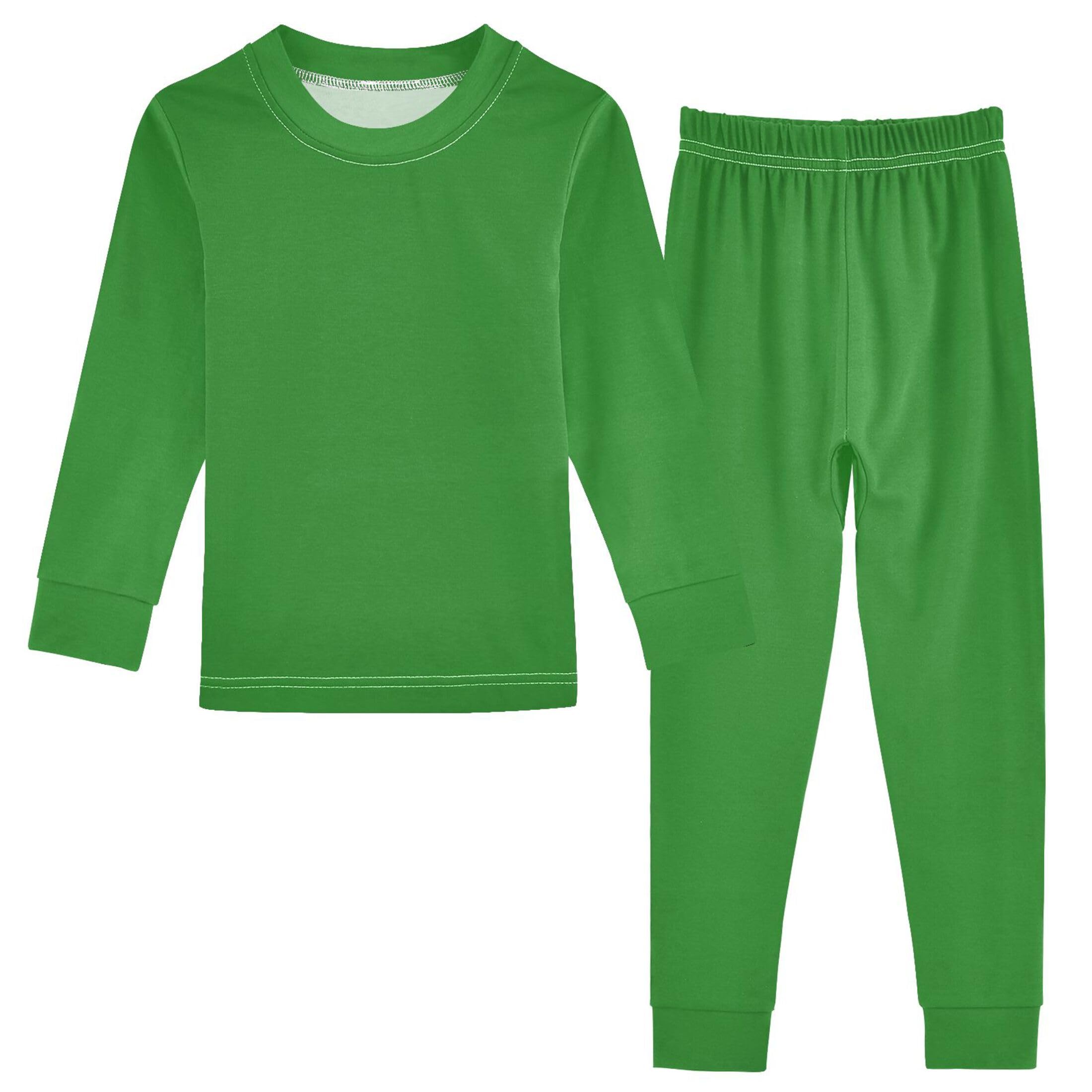 Forest Green Long Sleeve Pajamas Set Sleepwear Jammies 2pcs Set Pjs Forest Green