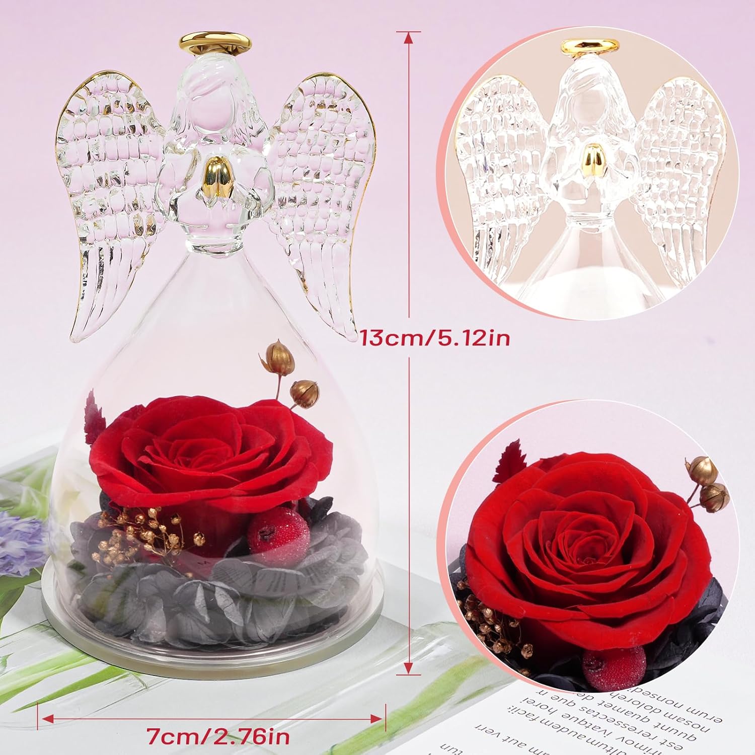 Miofula Valentines Day Preserved Flower Rose Gifts for Her Women,Angel Figurines Forever Real Rose Birthday Gifts for Mom Grandma Wife,Flowers for Delivery Anniversary Mothers Day Rose Gifts for Women - Image 2