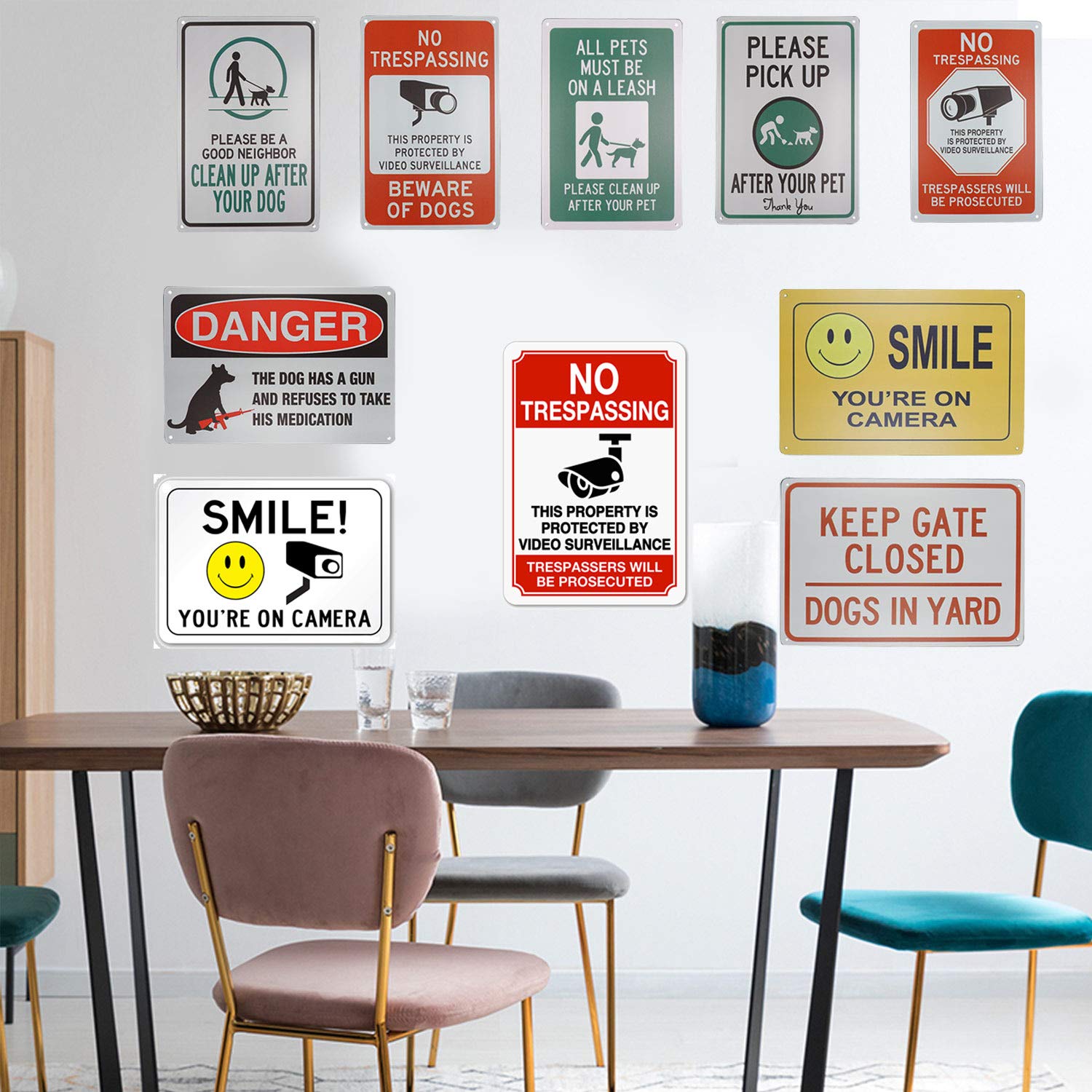 Monifith"All Pets Must Be on a Leash,Please Clean Up After Your Pet"Dog Sign Industrial Warning Signs for House Lawn Metal Decor 8X12 Inch: Industrial & Scientific