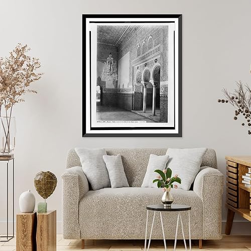 Miniatura 4 de Lámina Enmarcada Histórica, Sevilla. Alcázar. Salon y arcos de la alcoba de los Reyes moros.J. Laurent. Madrid., 17-78" x 21-78"