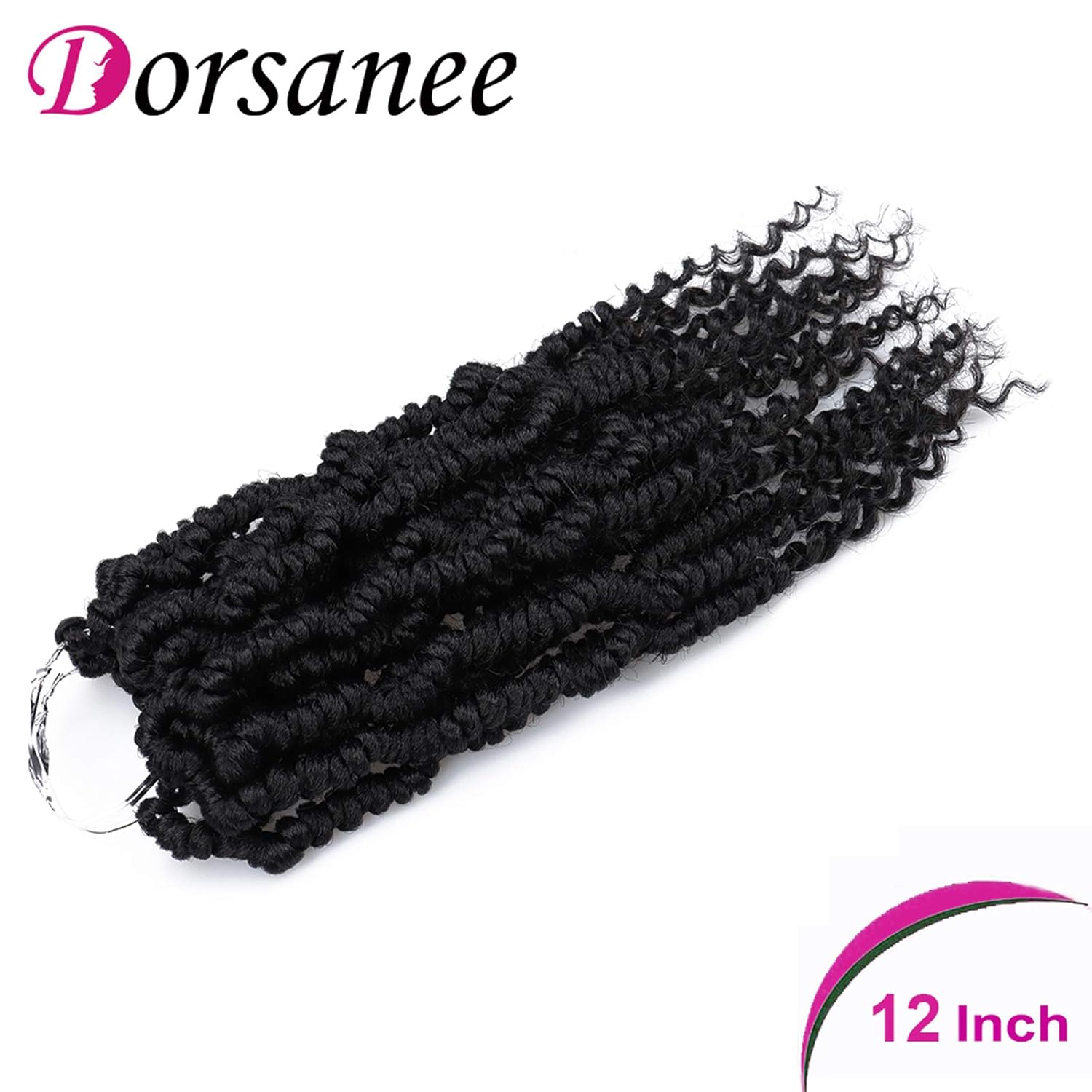 Bomb Twist Crochet Hair 12 Inch 6 Packs Mini Passion Twist Crochet Hair for Black Women Pre-looped Spring Twist Crochet Braids Nubian Twist Synthetic Hair Extension (1B#)