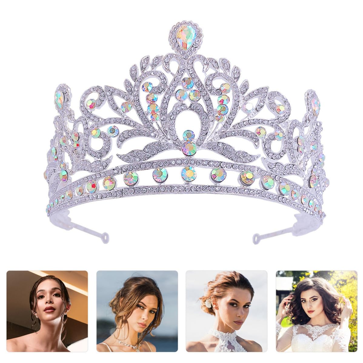 FRCOLOR Baroque Bride Crown Headband with Rhinestones and Crystal