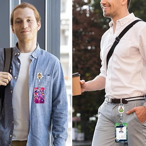 Miniatura 5 de Pounchi Carretes retráctiles para insignia de juego de terror (paquete de 2) con etiqueta de nombre de dibujos animados (paquete de 2) portatarjetas