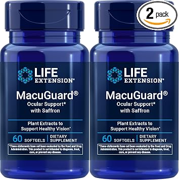 Life Extension MacuGuard Ocular Support with Saffron, 60 softgels Pack of 2