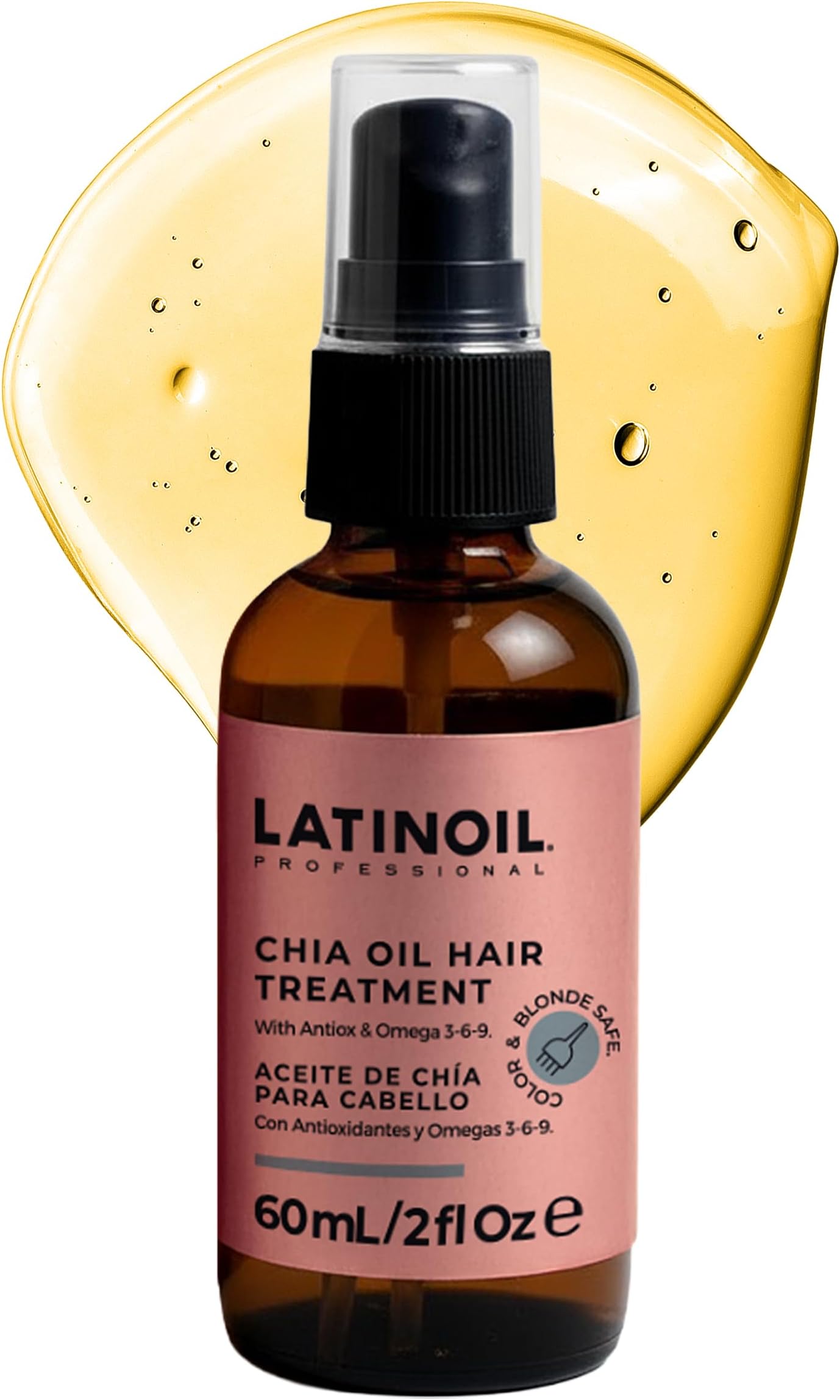 - LATINOIL Chia Oil Treatment 2 oz / 60 ml - Instant Repair For Damaged Hair - Eliminates Frizz, Dryness - Adds Silkiness - Absorbs Fully & Quickly - Color Safe - Read our REAL Reviews