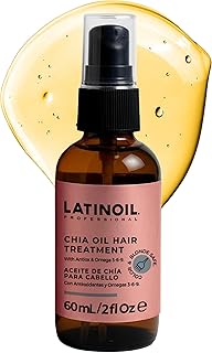 LATINOIL Chia Oil 2 oz / 60 ml - Instant Repair For Damaged Hair - Eliminates Frizz, Dryness - Adds Silkiness - Absorbs Fully & Quickly - Color Safe - Read our REAL Reviews