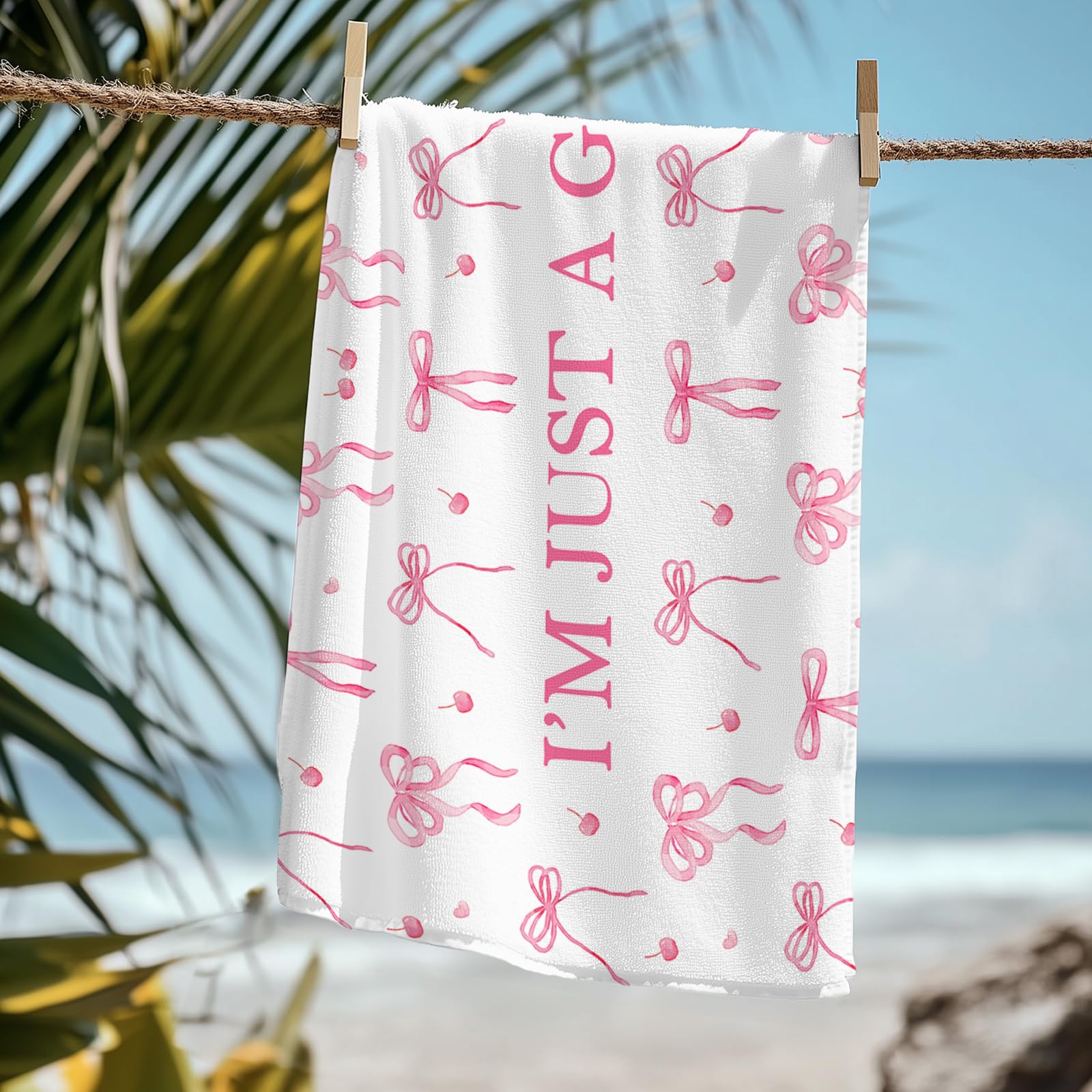 KSDUT Coquette Pink Bow Beach Towel - 60x30 Inch Microfiber Towel For Pool, Beach, Yoga & Gym - View #10