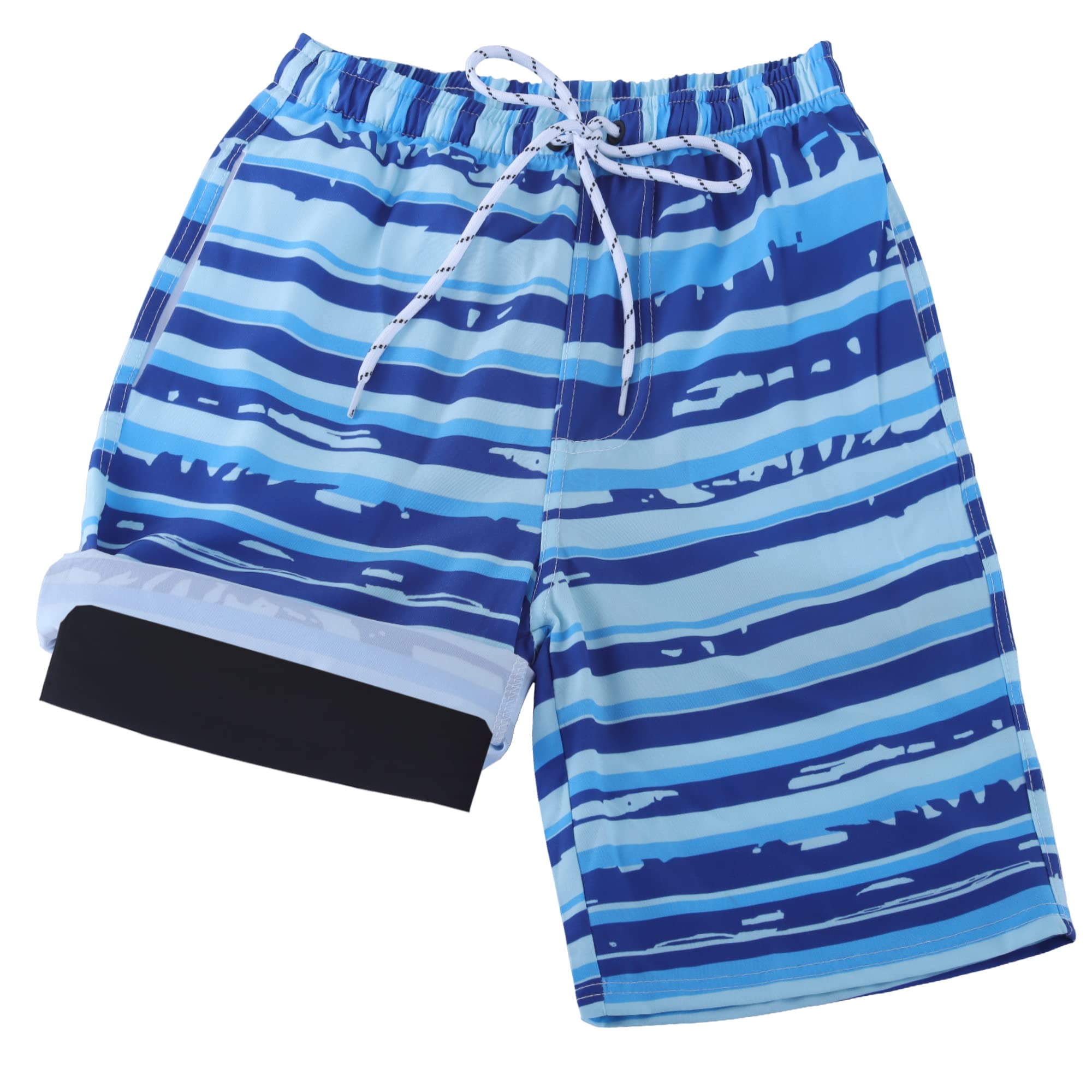 TCHH-DayUpBoys Swim Trunks with Boxer Brief Liner Swim Shorts Size 7-16 Years