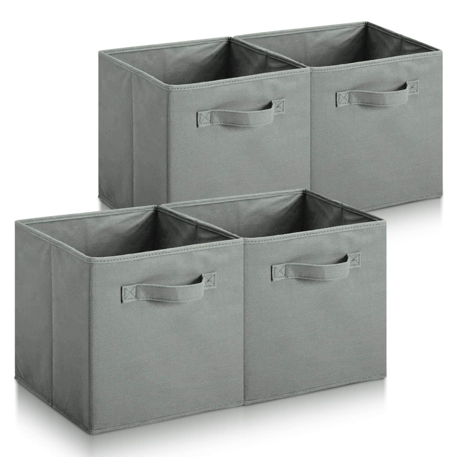 Hibtn Set of 4 Foldable Storage Box, Fabric with Handles Storage Cubes And Cloth Storage Organizer Drawer For Closet And Toys Storage,27 x 27 x 27 cm, Gray โ image 1