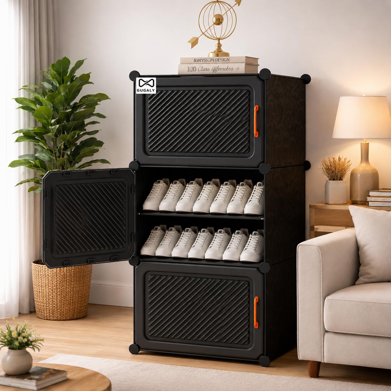 6 Layer Plastic Shoe Rack for Home 6 Layer with Cover Shoe Rack with Door | Multi Layer Shoe Organizer Stand | Space Saving Footwear Storage Cabinet for Bedroom Entryway.-image-15