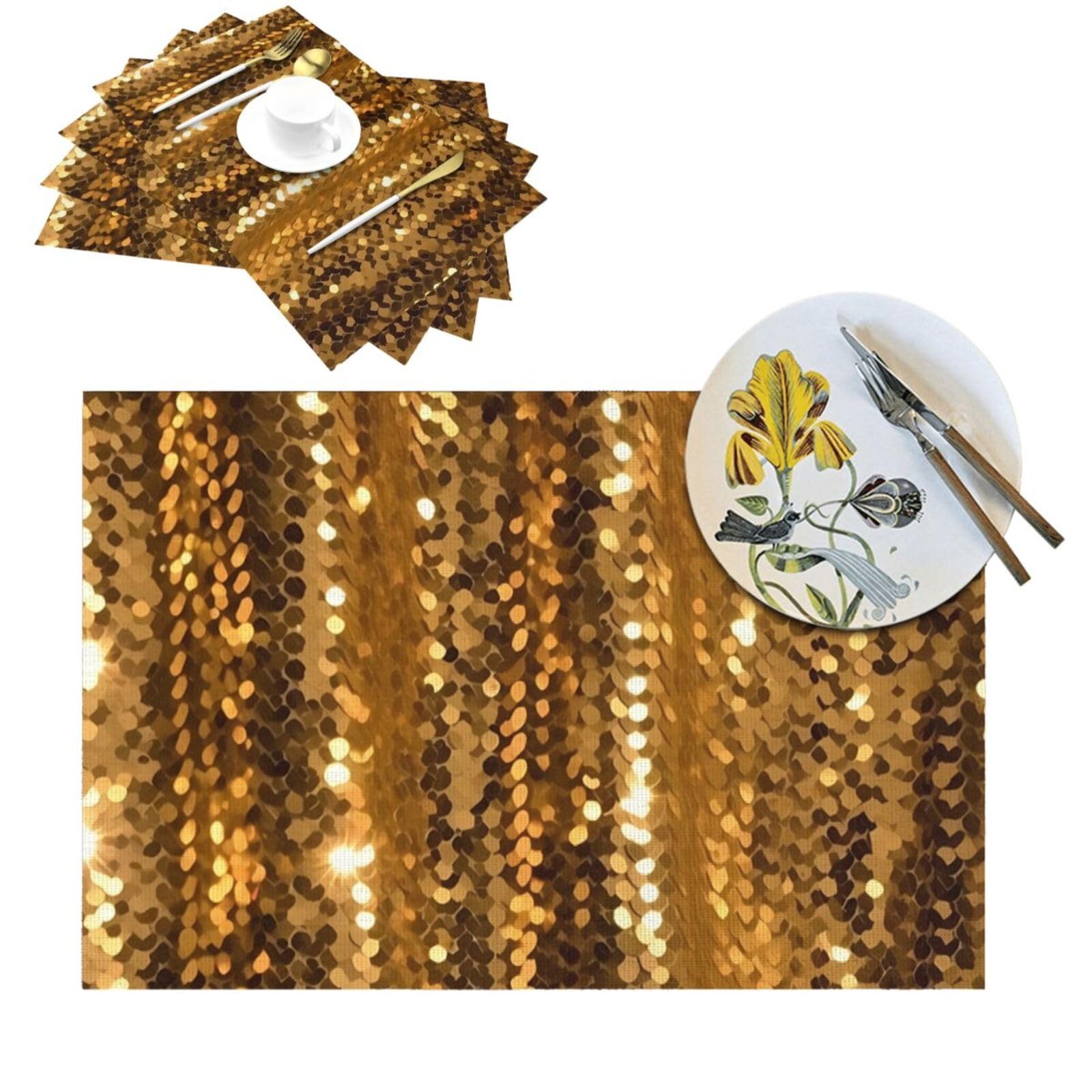 Sets de table dorés tissés haut de gamme pour table chic