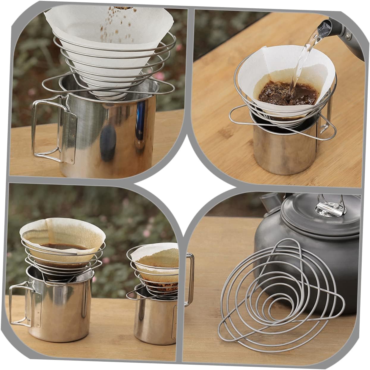 Housoutil 6pcs Collapsible Coffee Dripper Portable Funnel for Camping Home Brewing Precision Filter for Improved Coffee Taste Enjoyment