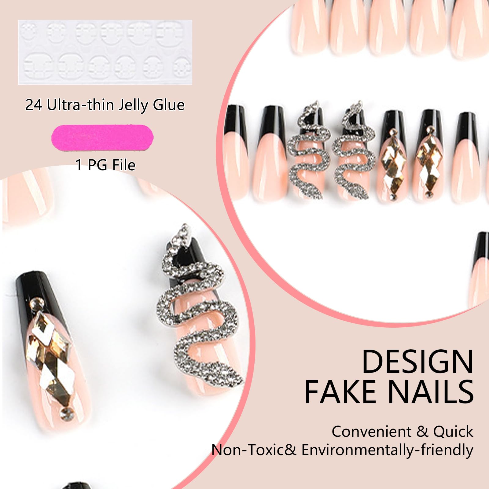24 Pcs Extra Long False Nailsfor Women - Image 3