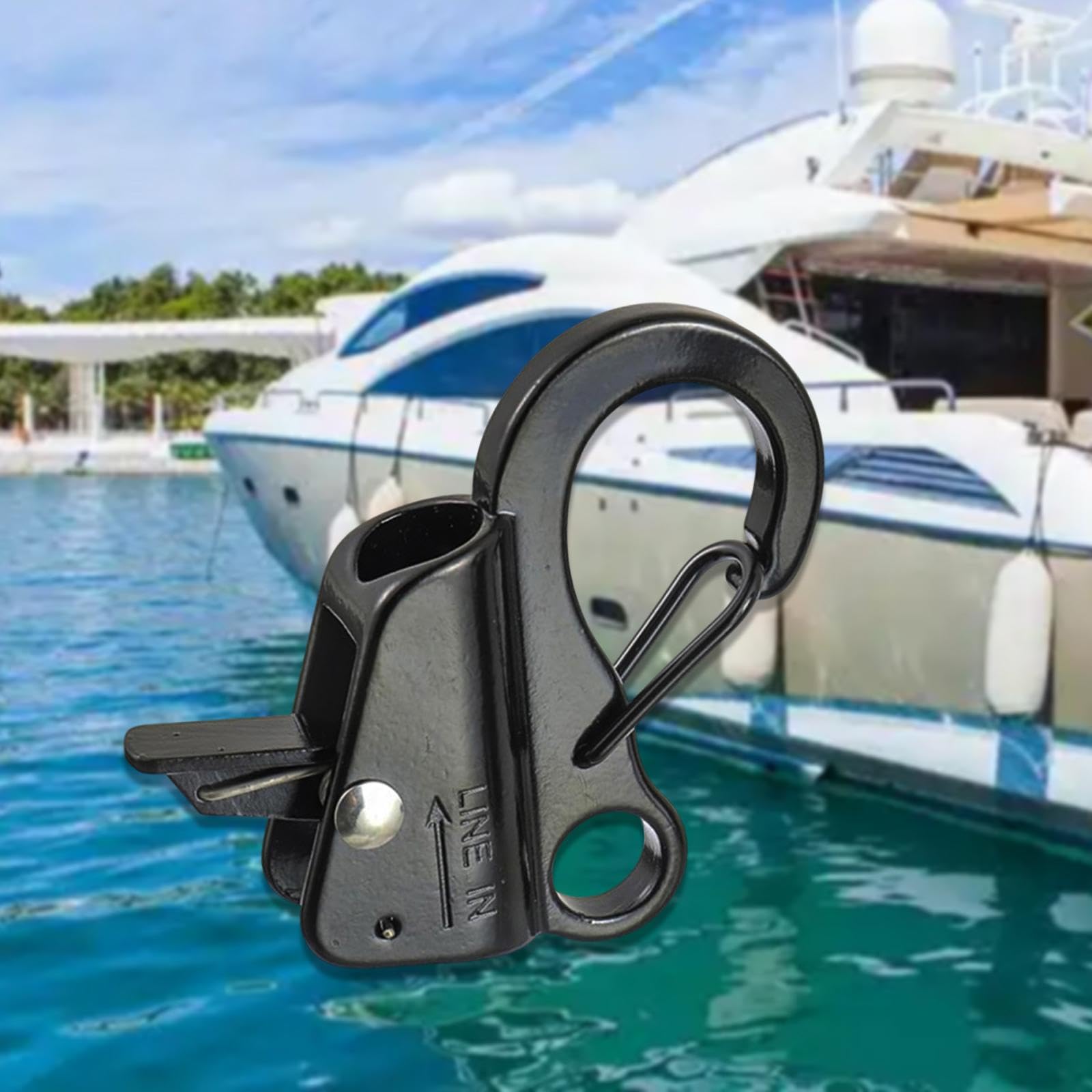 QSTDGVPW Stainless Steel Anchor Hook Sliding Hook with Quick Release Anchoring Equipment Boating, Black 0.375in