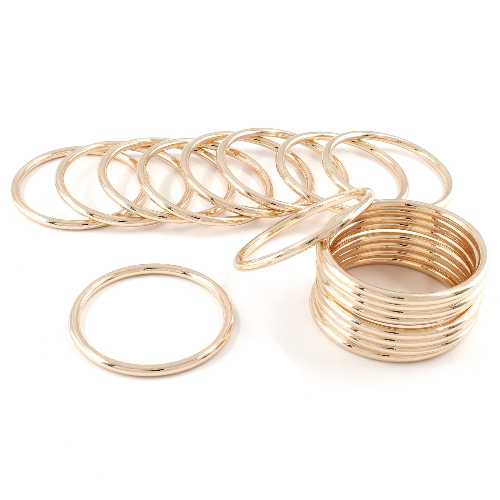 Unlorspy 20Pcs 2Inch Seamless Welded O-Rings Smoothing, Metal O Ring 304 Stainless Steel Welded Round Rings for Camping Belt, DIY Crafts, Keychain,