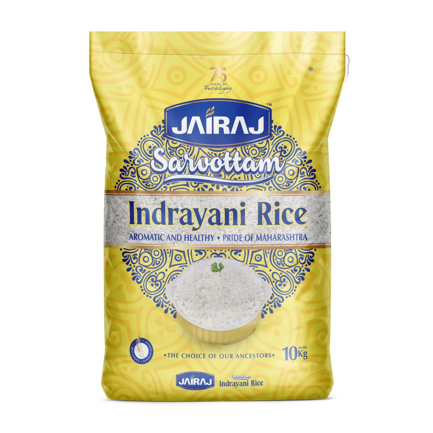 Jairaj Indrayani Long Grain Rice (10 KG) |Aromatic And Healthy - Pride Of Maharashtra| The Choice of Our Ancestors|