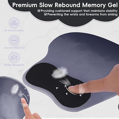 Miniatura 36 de Alfombrilla para mouse con soporte de muñeca, almohadilla antideslizante para mouse para oficina, computadora, laptop y Mac, cómoda y ligera
