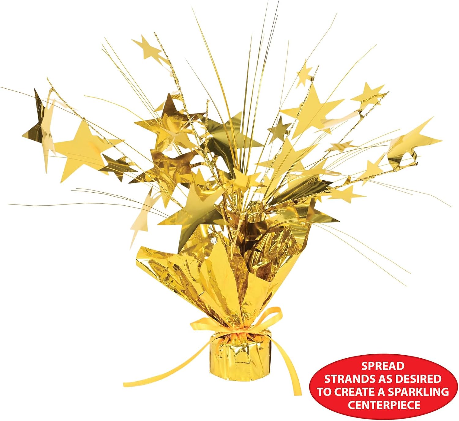 Beistle 1-Pack Star Gleam N Spray Centerpiece, 11-Inch, Gold