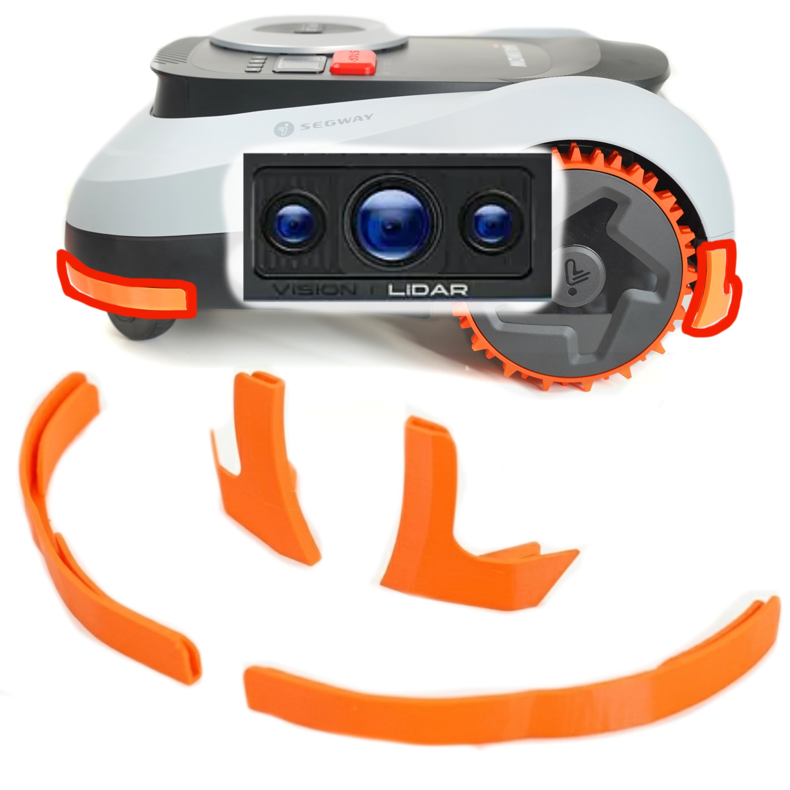 Kantenschutz passend für Segway Navimow i2 LiDAR (i208, i215 und i220) Bumper, Protector für Mähroboter, NEU DE (Orange, für i2 LiDAR)