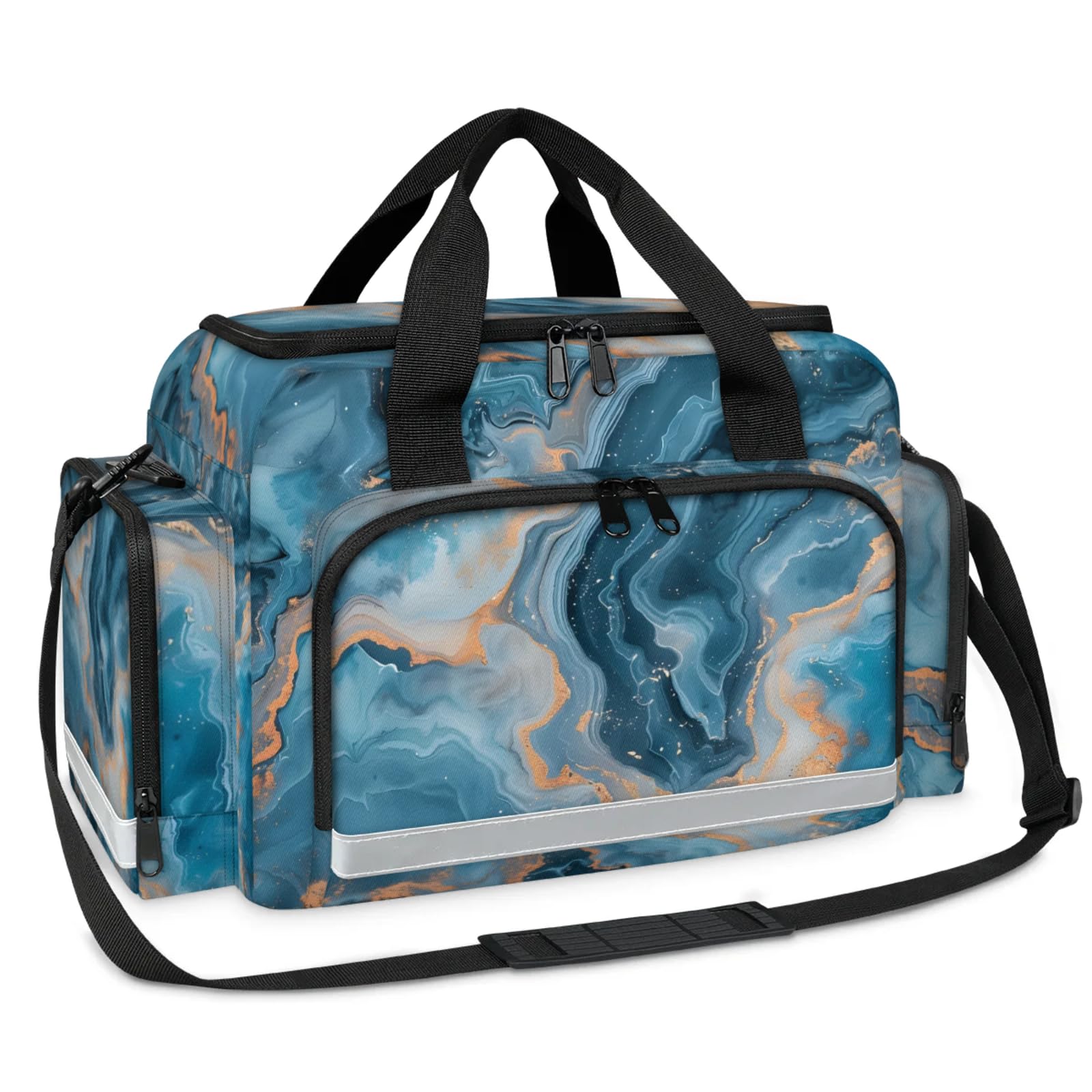 GzLeyigou First Aid Bags Empty, Pattern - Blue Marble Emergency Bag First Aid Kit Multiple Compartment Kit Carrier On Call Trauma Bag For Paramedics Emergency Medical Supplies Kit