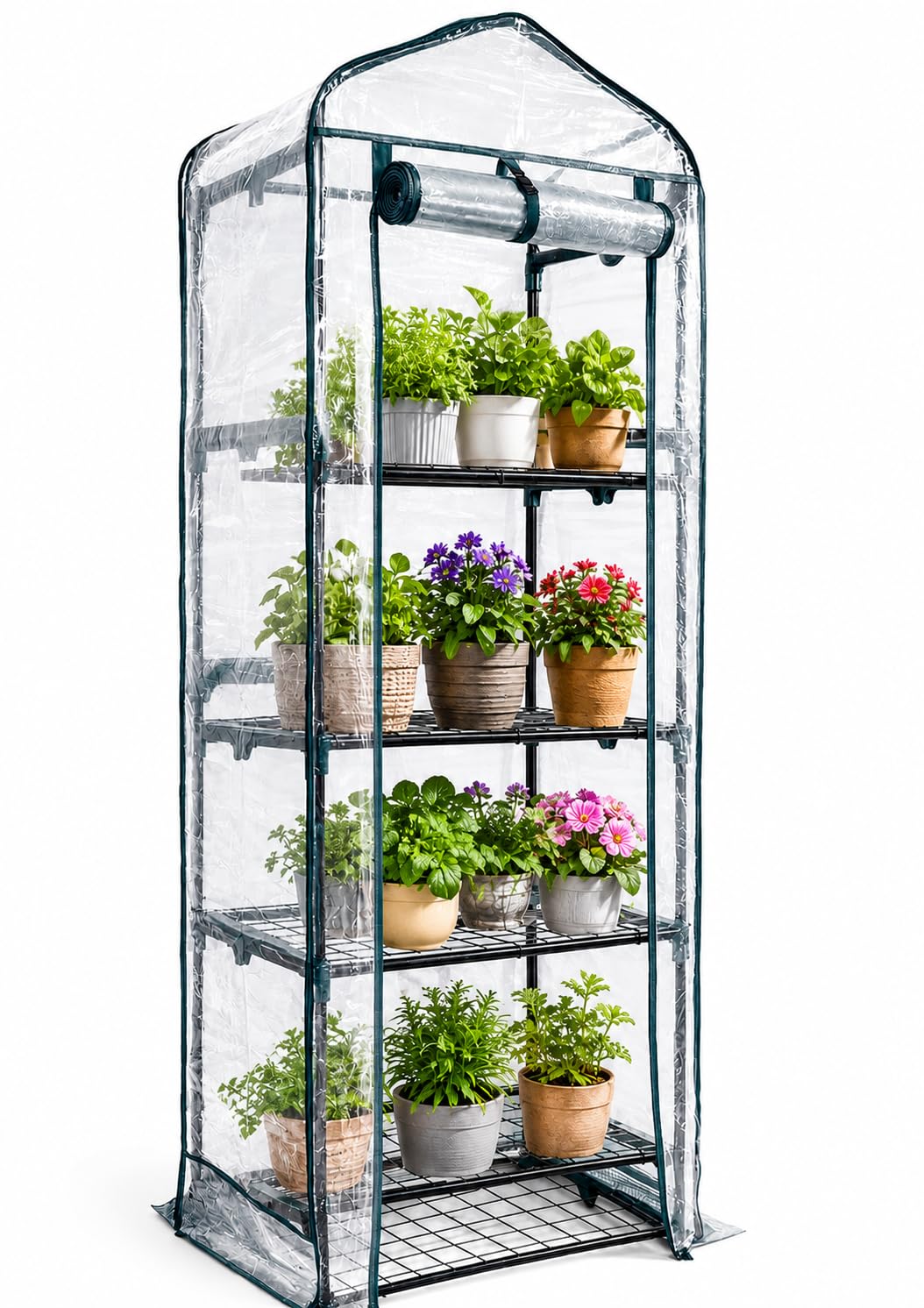DIVCHI 5 Tier Greenhouse for Indoor & Outdoor Use Durable Frame Clear PVC Cover Green House for Growing Vegetables, Flowers, Herbs, and Seedlings (5 Tier PVC Greenhouse)