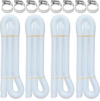 Replacement Pool Hose,4 Pack 1.25 Diameter Accessory Pool Pump Replacement Hose 59” Long for Above Ground Pools - Filter Pump Hose Bundled with 8 Metal Clamps (4)