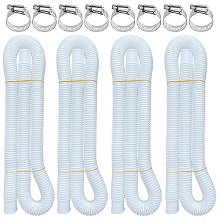 Pool Hoses for Above Ground Pools, 4 Pack 1.25 x 59 Inch Pool Filter Pump Hoses, 1 1/4 Pool Hoses Compatible with Intex Pool Filter Pump 607, 637 With 8 Metal Clamps(4)