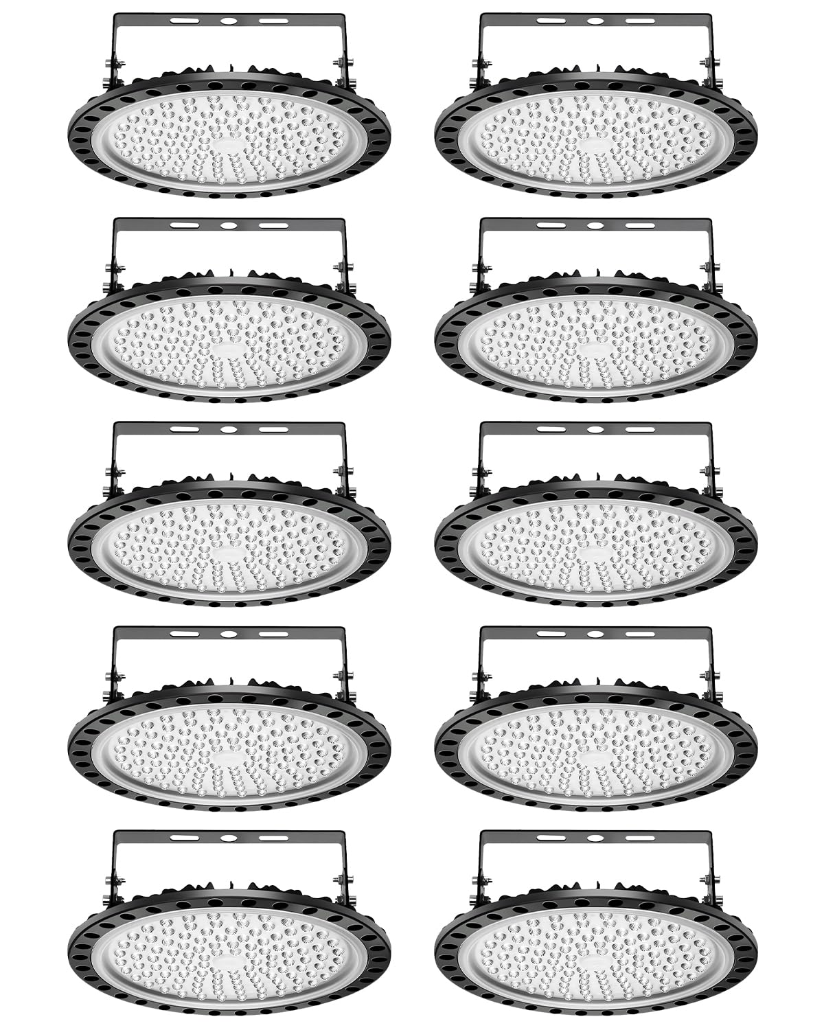 Viugreum High Bay LED Shop Lights, 500W UFO LED High Bay Light 50,000LM 120V LED High Bay Lights 5000K Daylight, Alternative to 2000W MH/HPS for Garage Workshop Barn Factory Warehouse - 10 Pack