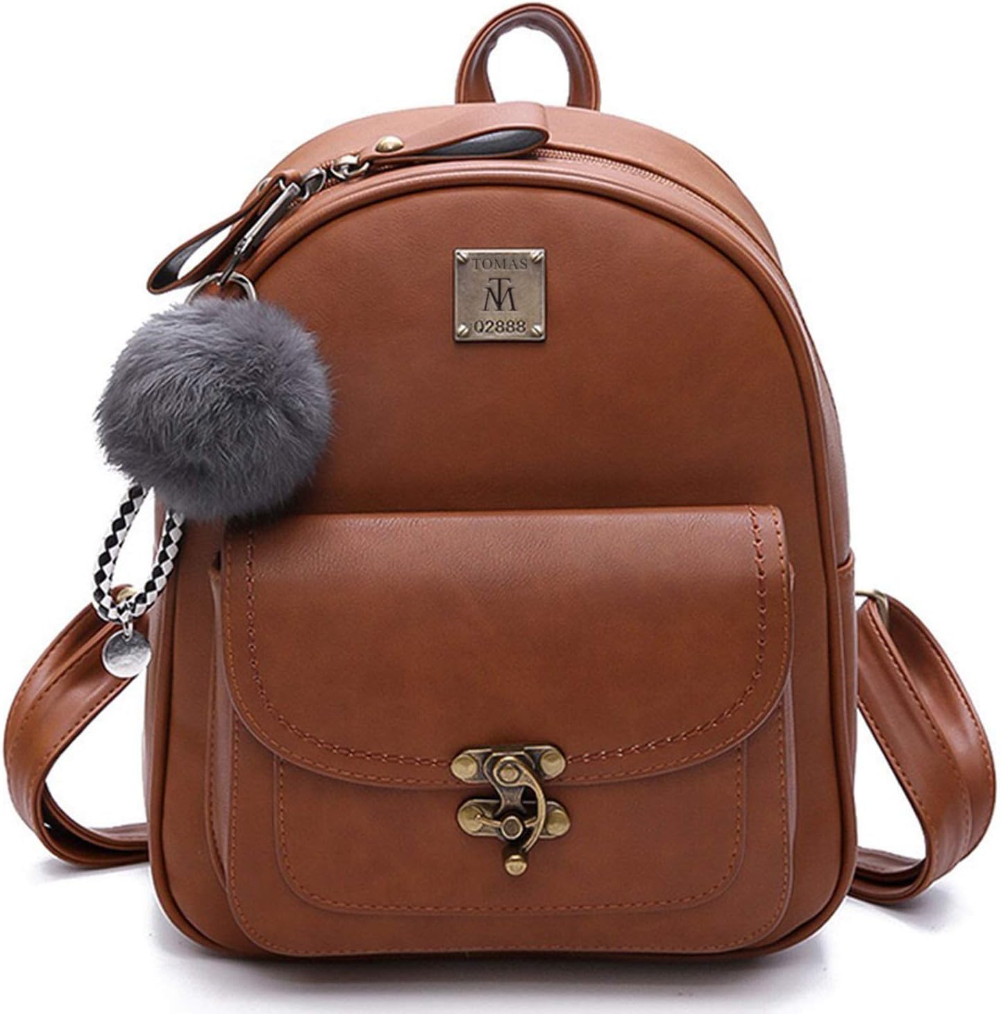 Leather Backpack, TOMAS Mini Backpack for Women PU Leather Small Backpack Ladies Shoulder Bag Casual Travel Daypack