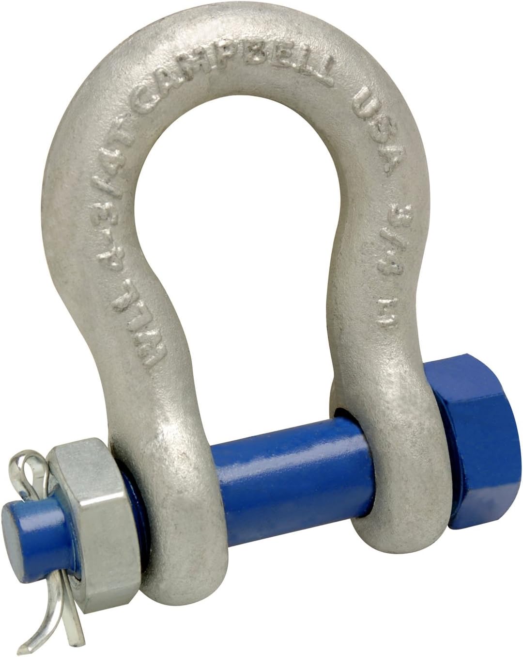 Campbell 999-G Bolt Anchor Shackles, Drop-Forged Carbon Steel, Galvanized, 1-3/4" Trade, 25 ton Working Load Limit