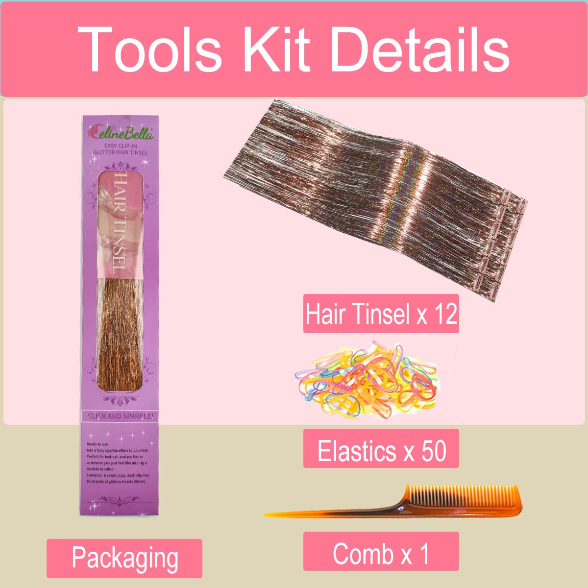 Amazon.com : CelineBella Coffee Brown Hair Tinsel,Clip in,Mocha