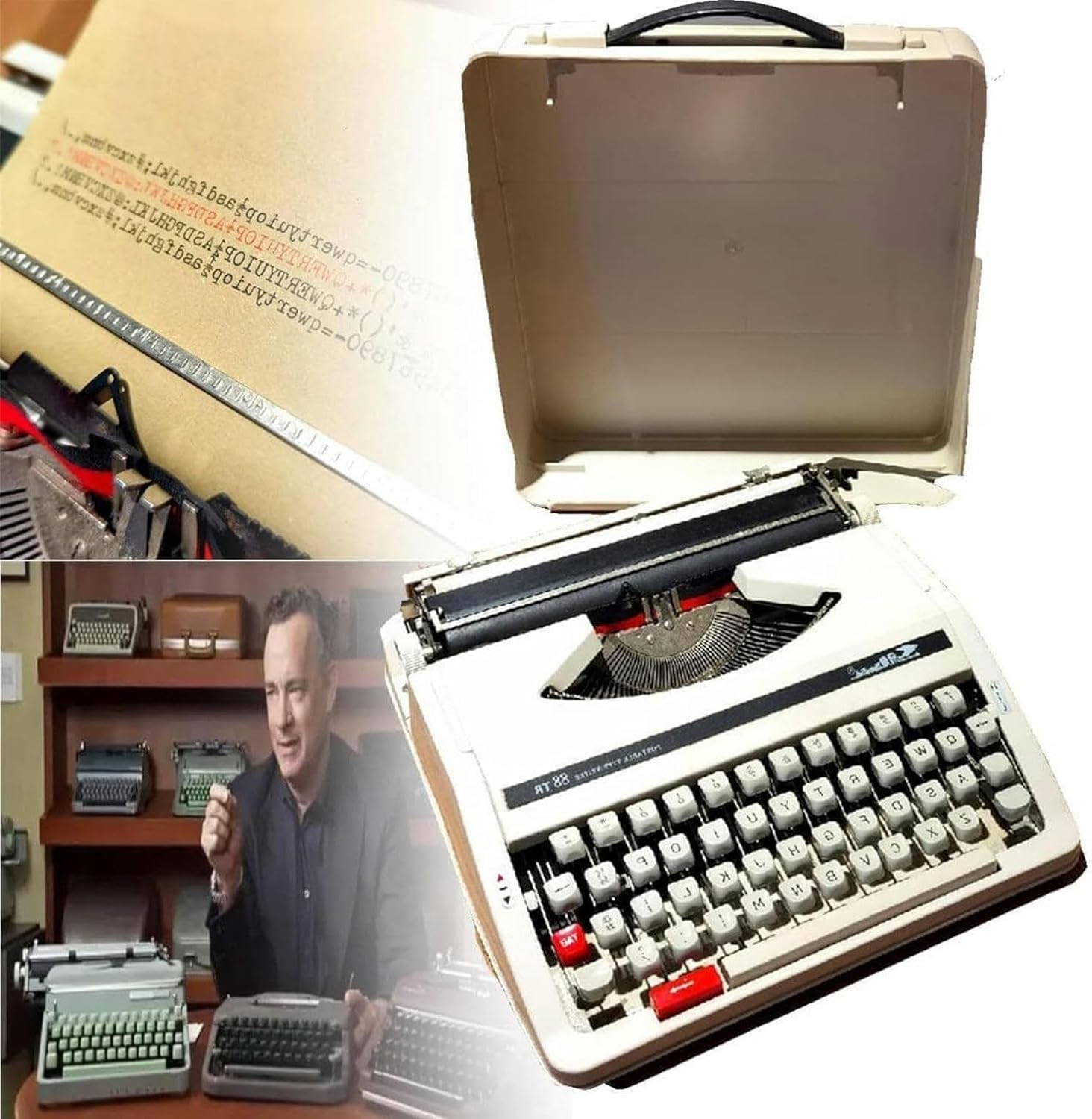 Old Fashioned Manual Typewriter, Machine Typewriter, Mechanical English Typewriter, Portable Flexible Buttons Clear Handwriting with Case- for Friend/Child/Lover Gift