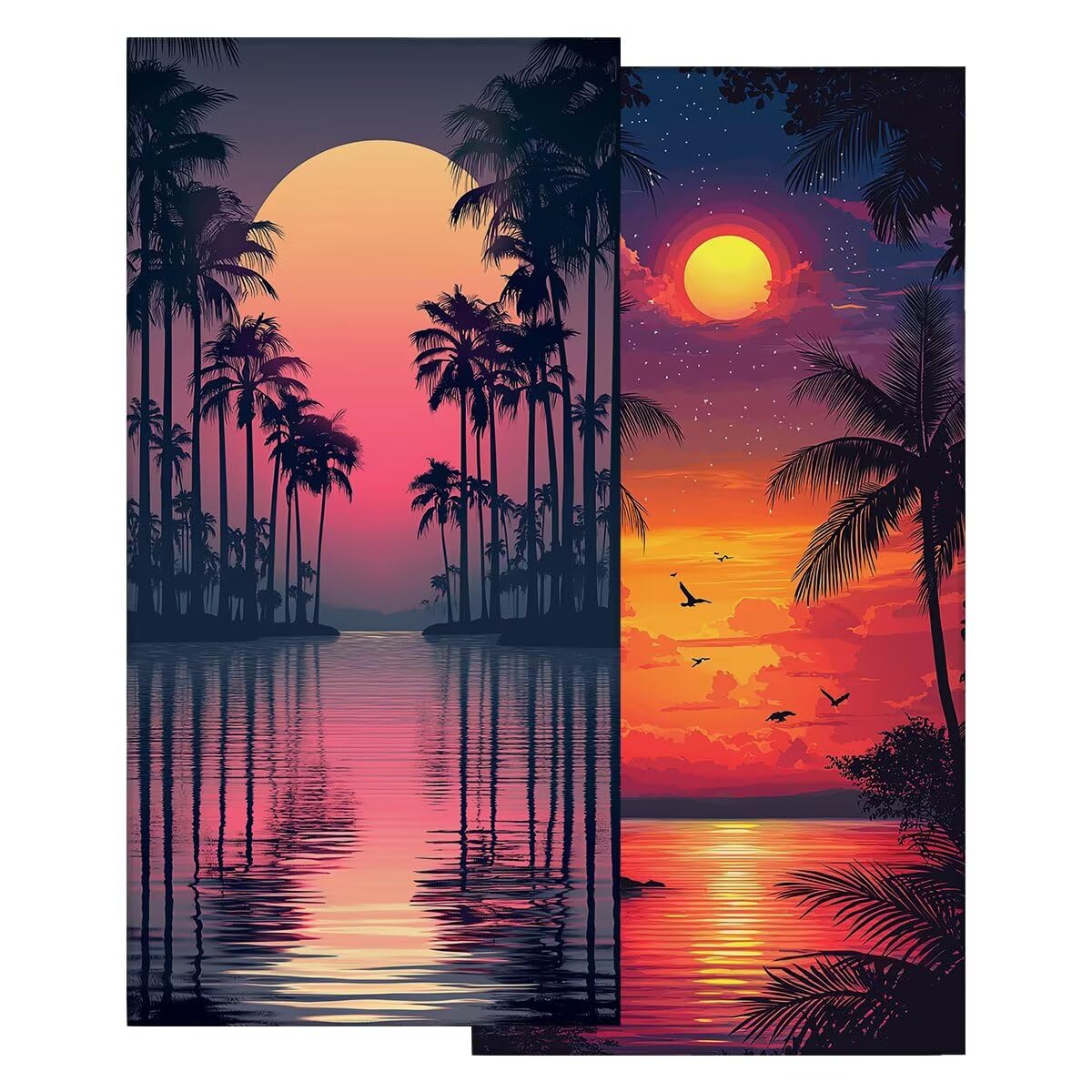 Toalla Playa 90x200 cm, Toalla Gimnasio Microfibra Secado Rapido, Juego de 2 Antiarena Toallas de Playa, Ligera Compacta Toallas Microfibra Grande para Viaje, Regalo Hombre Mujer (Paisaje) -5109