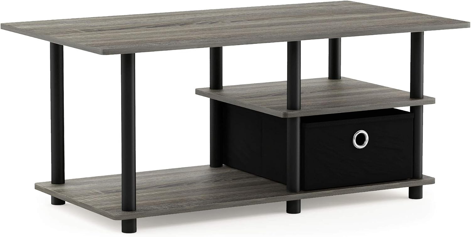 Furinno Turn-N-Tube Toolless Toollest TV Stand up to 45", French Oak Grey Black